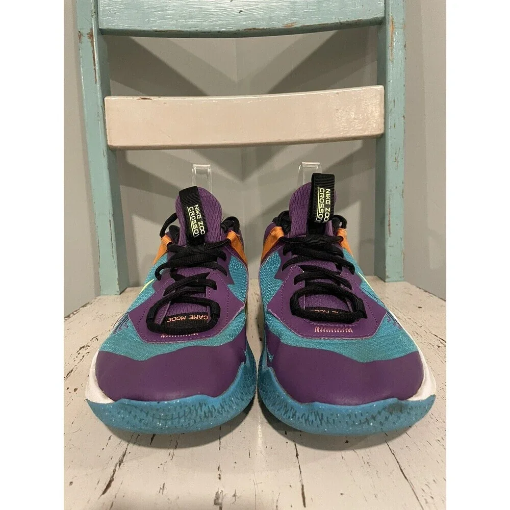 NIKE AIR ZOOM CROSSOVER BASKETBALL Big Kid Shoes Sz 7 Teal Volt Purple Sneaker